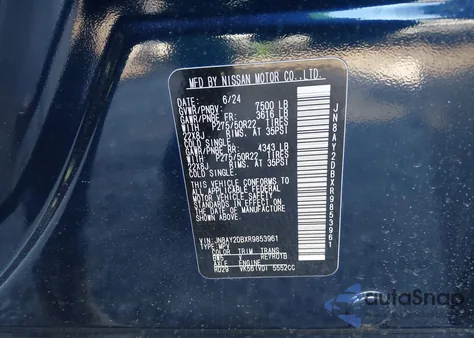 2024 Nissan Armada Platinum 4Wd z USA, uszkodzony, nr VIN JN8AY2DBXR9853961